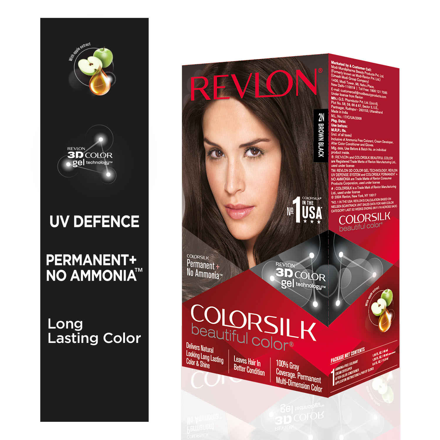 Buy Revlon Colorsilk Hair Color With 3D Color Technology - Brown Black 2N - Purplle