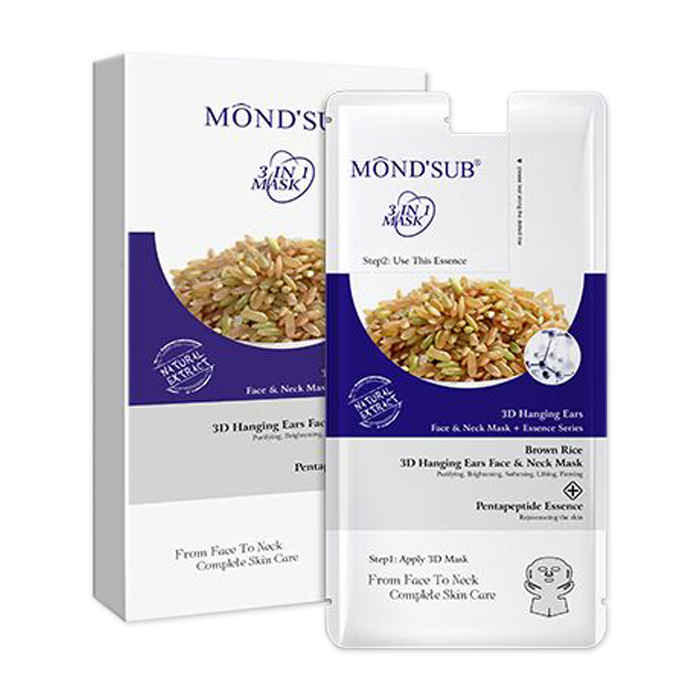 Buy MOND'SUB Brown Rice 3D Hanging Ear Face&Neck Mask (Sheet 1) - Purplle