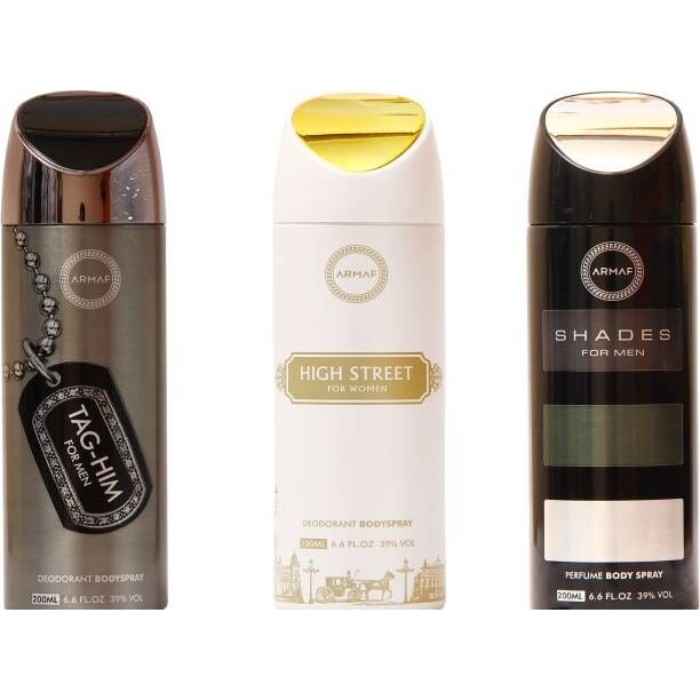 Buy Armaf Tag Him, Shade & High Street Perfume Body Spray For Men & Women (200ml Each) - Purplle