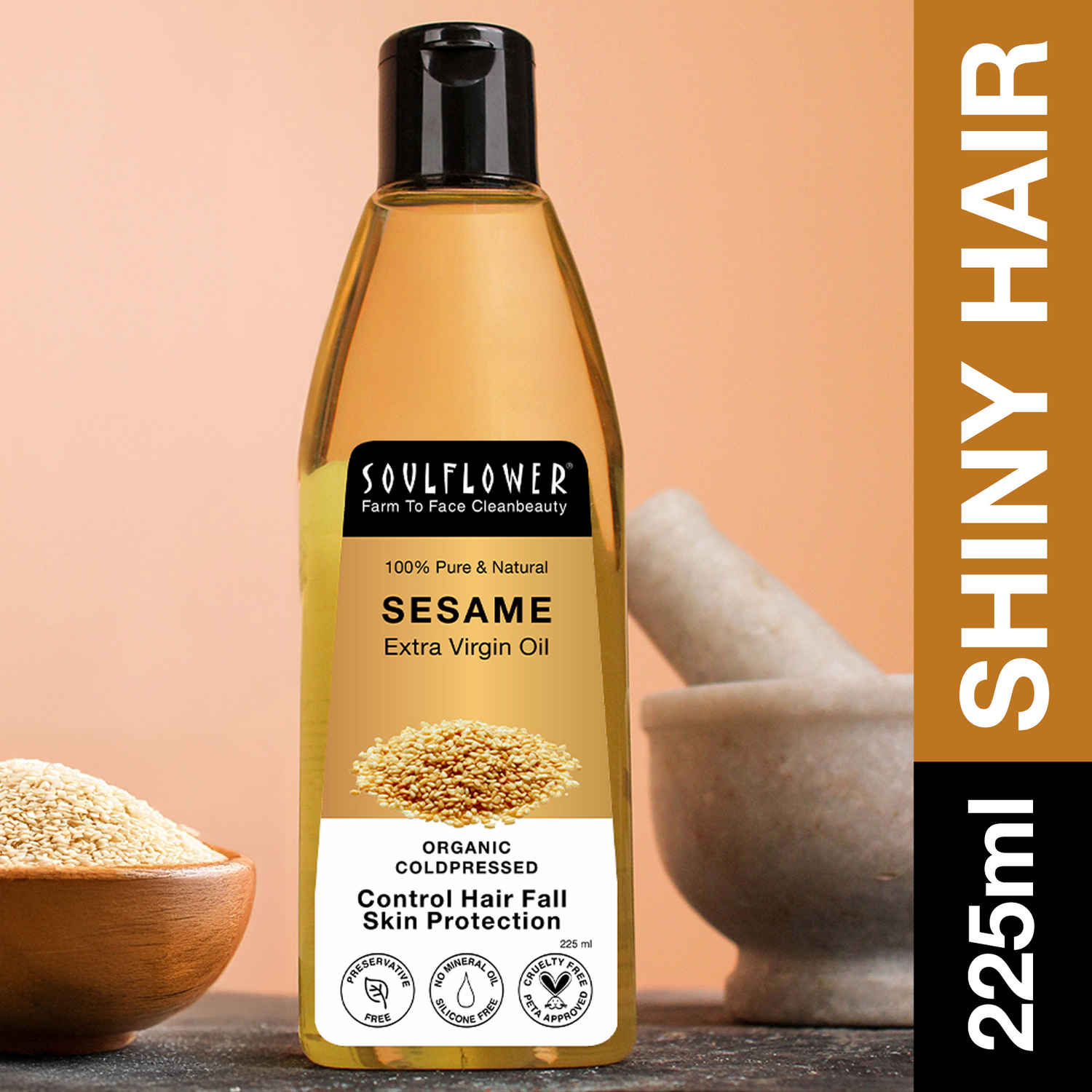 Buy Soulflower Coldpressed Sesame carrier Oil for healthy skin & bouncy hair, 100% Pure and Natural, Traditional Handmade 225 ml - Purplle