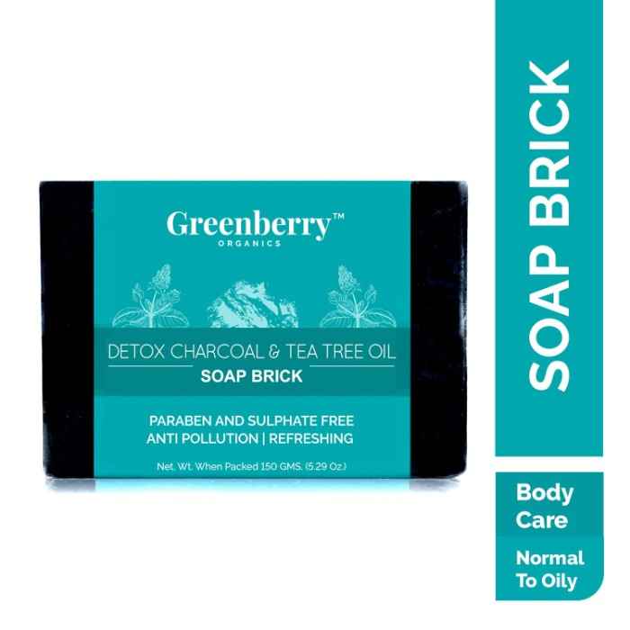 Buy Greenberry Organics Detox Charcoal & Tea Tree Oil Soap Brick (20 g) - Purplle