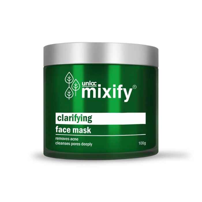 Buy Mixify Unloc “Clarifying” Anti Acne Face Mask with Bentonite Clay, Neem Extract, Tea Tree Oil, Multani Clay, BHA, Avocado Oil and Extracts of Papaya, Mushroom, Spinach & Tomato (100gm) | Paraben Free | Sulphate Free - Purplle
