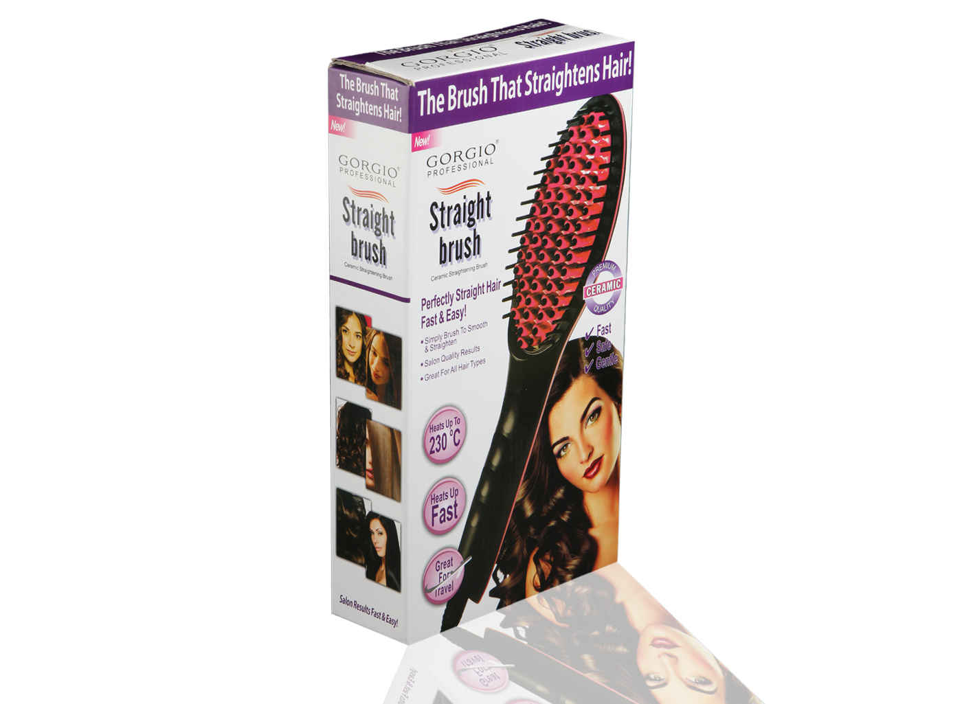 Buy Gorgio Professional Hair Straightner Brush Hb6000 With Ceramic Coating - Purplle