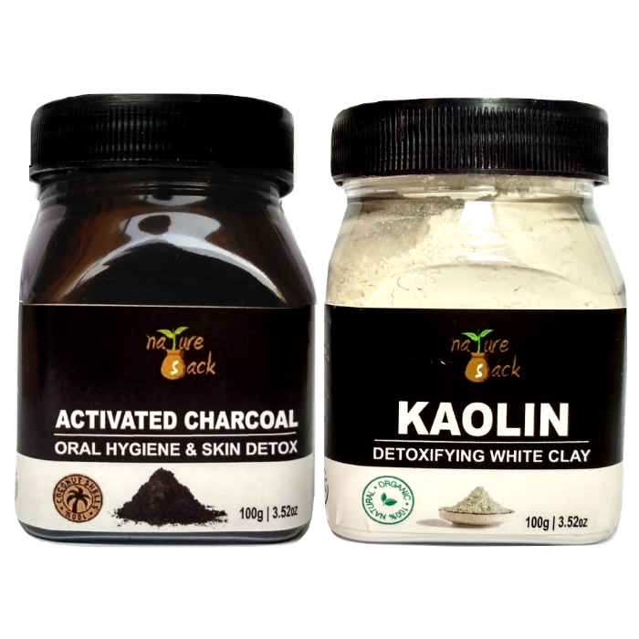 Buy NatureSack's Skin Detox Combo (Pack of 2) Activated Charcoal 100g + Kaolin Clay 100g. For Face Masks, Acne, Blackheads, Pigmentation, Skin Repair, Vitalizing & Renewal Of Skin - Purplle