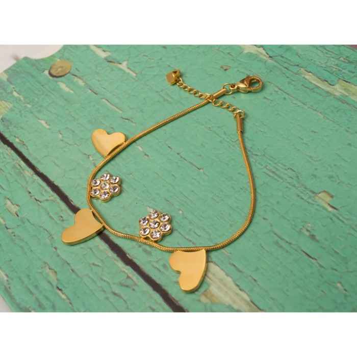 Buy Golden Peacock Gold-Toned Stainless Steel Gold-Plated Charm Bracelet - Purplle