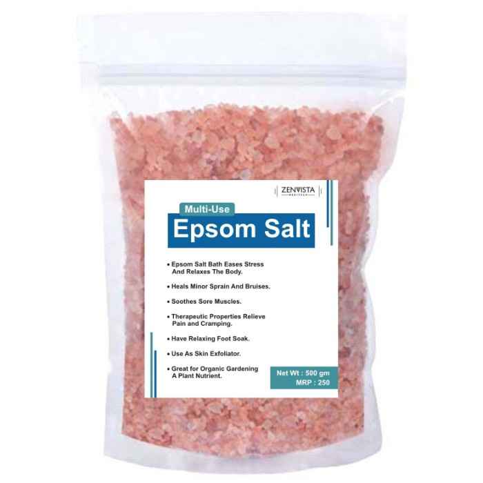 Buy Zenvista Epsom Salt For Bathing, Relaxing Foot Soak, Pain Relief, Therapeutic Spa Treatment (Pure Magnesium Sulfate) (500 g) - Purplle