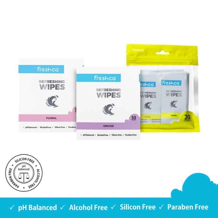 Buy Freshca Face Cleansing Wipes for Men- Lemon, Orchid, Floral Scent - Purplle