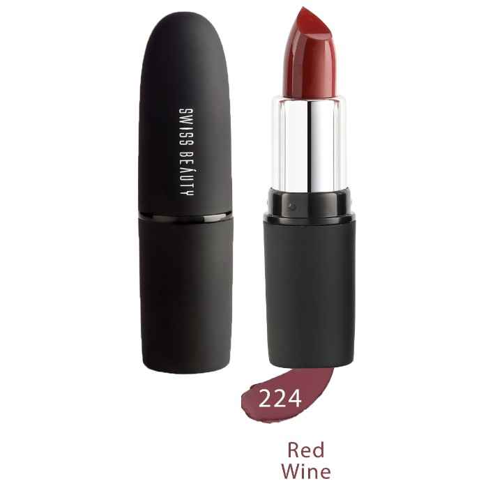 Buy Swiss Beauty Pure Matte Lipstick (3 g) (Red Wine - 224)-SB-S6-224 - Purplle