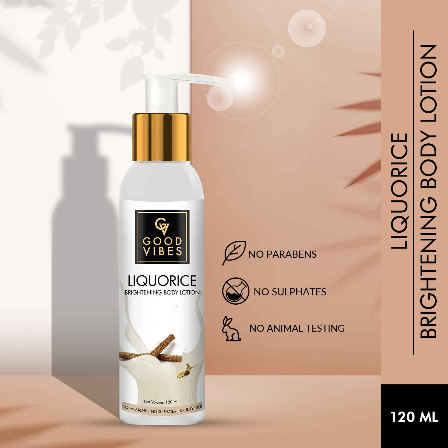Buy Good Vibes Liquorice Brightening Body Lotion | Moisturizing, Softening | With Avocado Oil | No Parabens, No Sulphate, No Animal Testing (120 ml) - Purplle