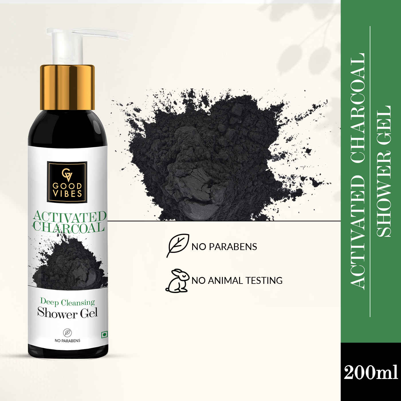 Buy Good Vibes Deep Cleansing Shower Gel (Body Wash) - Activated Charcoal (200 ml) - Purplle