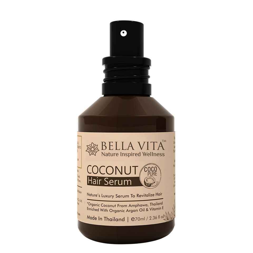 Buy CocoPure Coconut Hair Serum for Frizzy Hair, 70 ml with Organic Argan Oil & Vitamin E for Dry & Damaged Hair | SLS & Paraben Free - Purplle