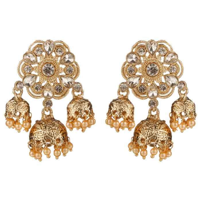 Buy Kord Store Traditional Gold Plated Diamond Earrings for Girls & Women. One Pair Of Earring (KSEAR70020) - Purplle