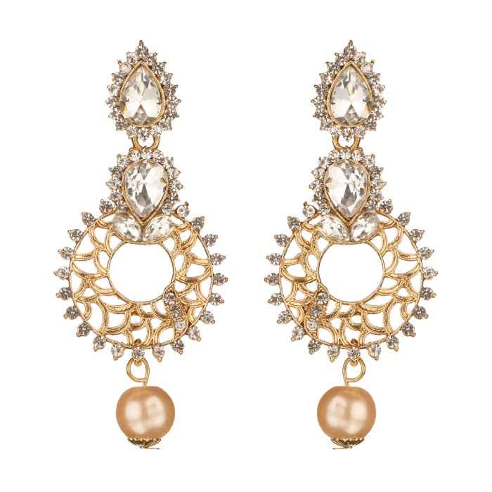 Buy Kord Store Traditional Gold Plated Diamond Earrings for Girls & Women. One Pair Of Earring (KSEAR70021) - Purplle