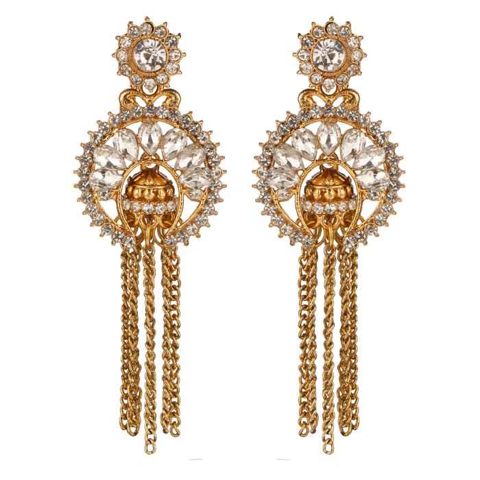 Buy Kord Store Traditional Gold Plated Diamond Earrings for Girls & Women. One Pair Of Earring (KSEAR70032) - Purplle
