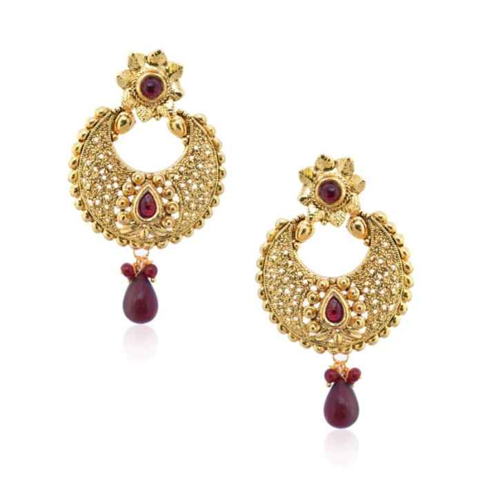 Buy Royal Bling Petite Leafy Fili Maroon Earrings - Purplle