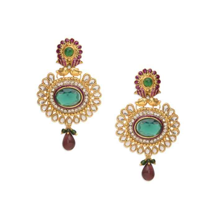 Buy Royal Bling Fanciable Green Pink Drop Earrings - Purplle