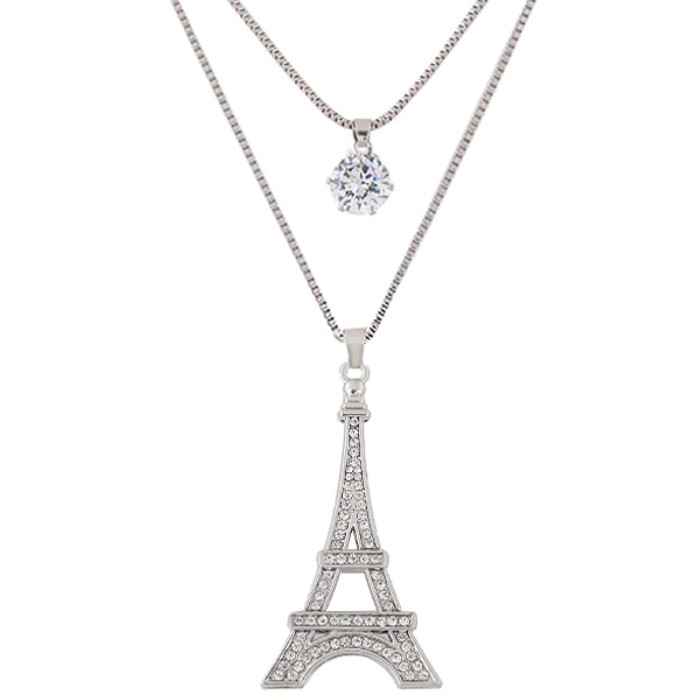 Buy Crunchy Fashion Eiffel Tower Layered Pendant Necklace - Purplle
