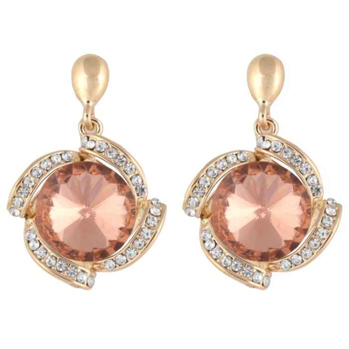 Buy Crunchy Fashion Gold Plated Stylish Topaz Orange Crystal Earrings - Purplle