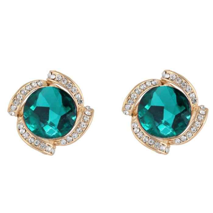 Buy Crunchy Fashion Gold plated Traditional Green Crystal Stud Earrings - Purplle