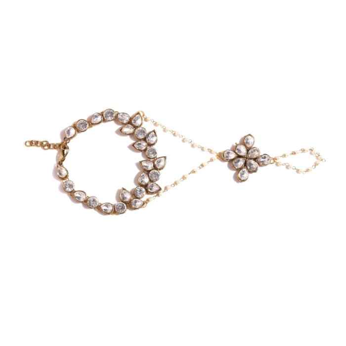 Buy Crunchy Fashion Gold Plated Metal Chain Bracelet with Ring - Purplle