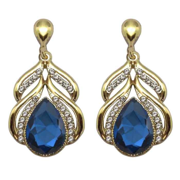 Buy Crunchy Fashion Oxidised Silver Blue Crystal Traditional Earrings - Purplle