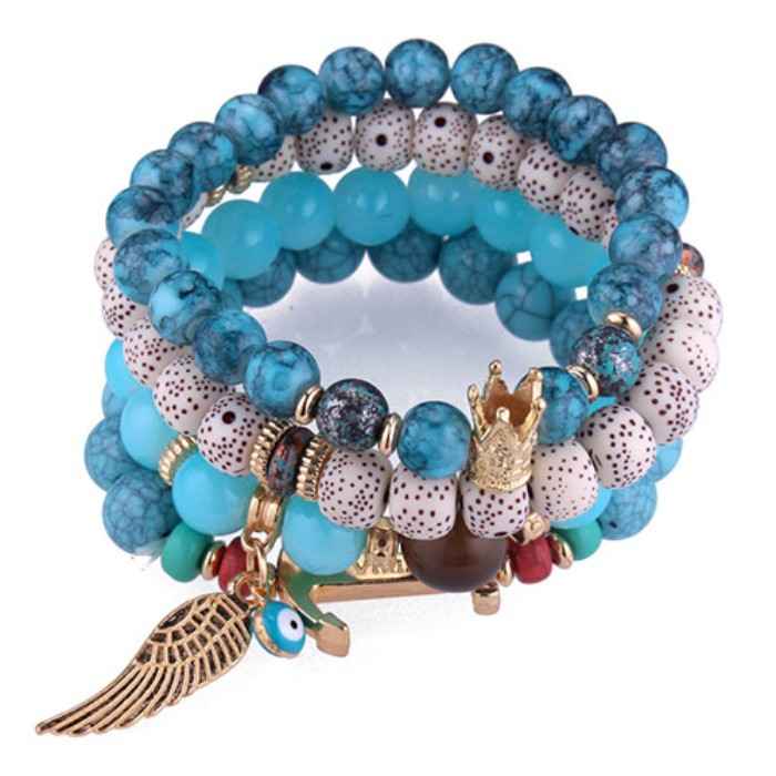 Buy Crunchy Fashion Blue Multicolured Alloy Stone Bracelate - Purplle