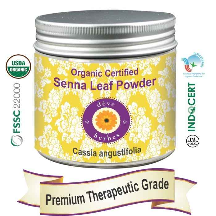 Buy Deve Herbes Pure Senna Leaf Powder (Cassia angustifolia) 200gm Organic Certified 100% Natural Therapeutic Grade - Purplle