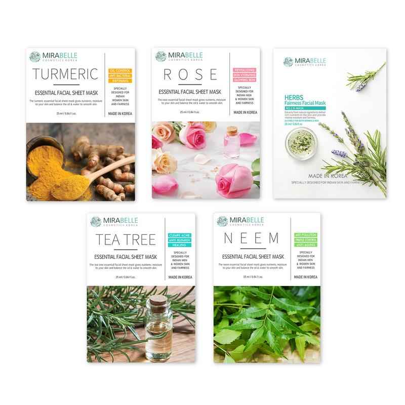 Buy Mirabelle Korea Combination Skin Face Sheet Mask Combo Pack Of 5 (25 ml) - Purplle