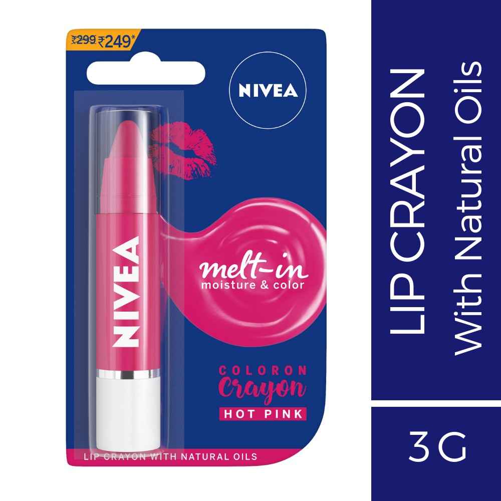 Buy NIVEA Lip Crayon, Coloron Hot Pink, Lip Balm, 3g - Purplle