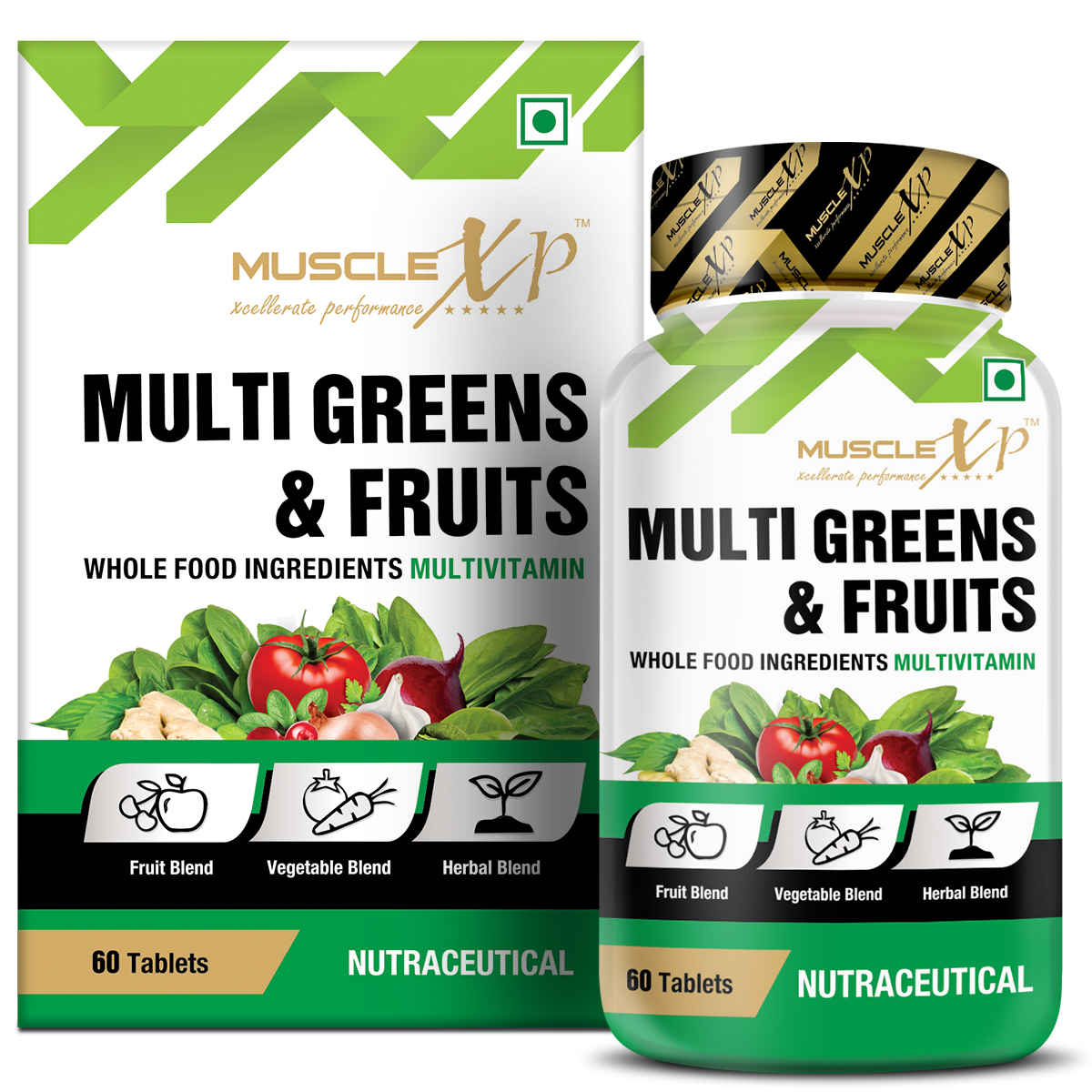 Buy MuscleXP Multi Greens & Fruits Multivitamin with Fruit, Vegetable & Herbal Blend - 60 Tablets - Purplle