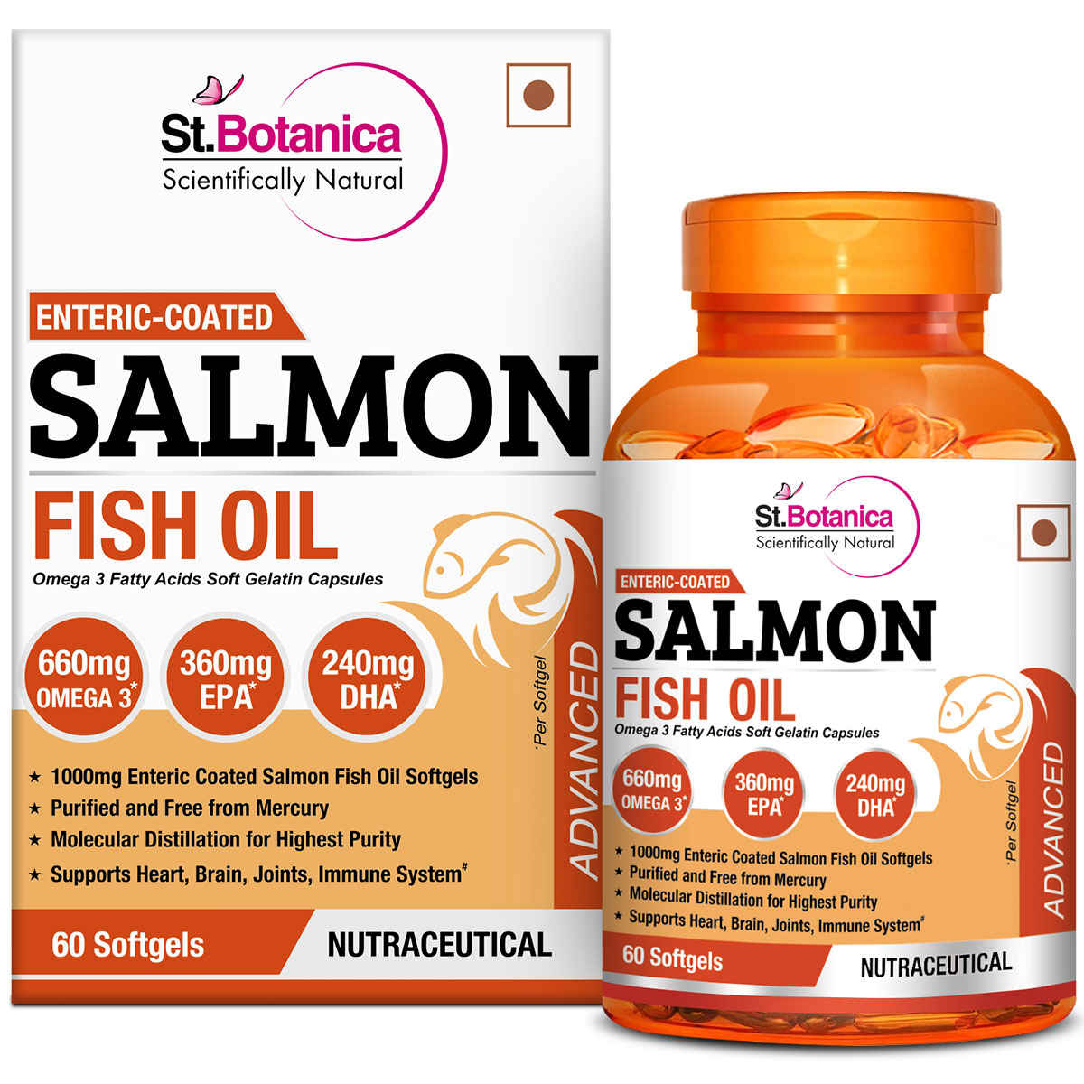 Buy St.Botanica Enteric-Coated Salmon Fish Oil Omega 3 - 60 Softgels - Purplle
