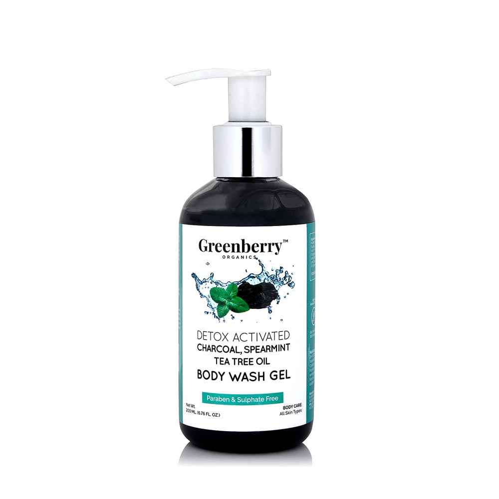 Buy Greenberry Organics Detox Activated Charcoal, Spearmint & Tea Tree Oil Body Wash Gel (200 ml) - Purplle