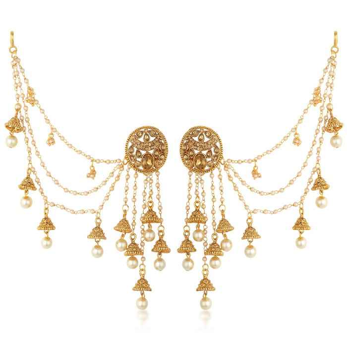 Buy Sukkhi Delightful Gold Plated Wedding Jewellery Bahubali Inspired Long Chain Jhumki Earrings For Women - Purplle