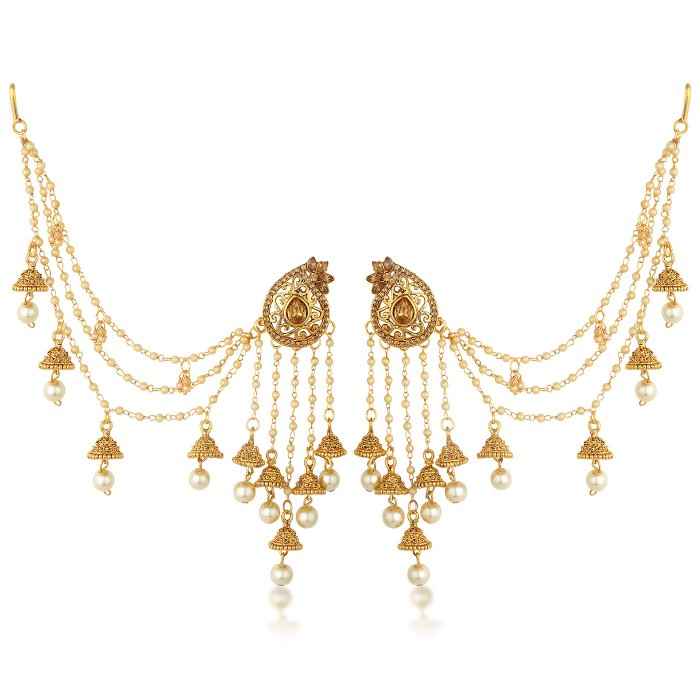 Buy Sukkhi Elegant Gold Plated Wedding Jewellery Bahubali Inspired Long Chain Jhumki Earrings For Women - Purplle