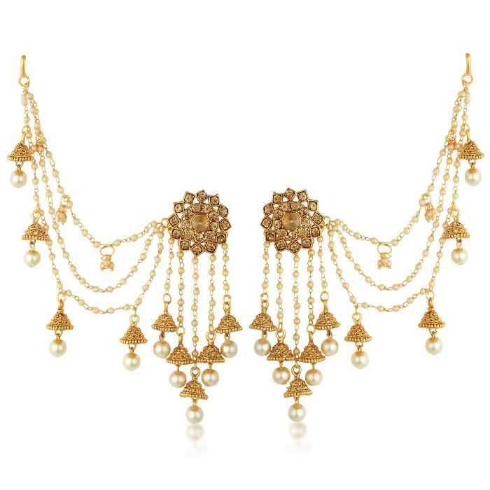 Buy Sukkhi Attractive Gold Plated Wedding Jewellery Bahubali Inspired Long Chain Jhumki Earrings For Women - Purplle