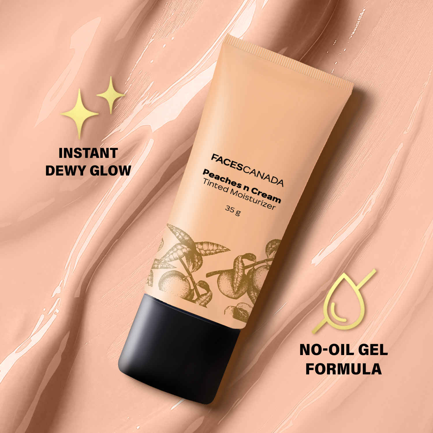 Buy FACES CANADA Peaches N Cream Tinted Moisturizer - Light 01, 35 gm | Soft Peachy, Natural Glow | Lightly Tinted BB Cream | Non Oily Lightweight Gel Formula | Blends Easily | Suitable For All Skin Types - Purplle