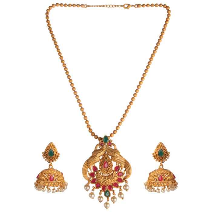 Buy Kord Store Party Wear Gold & Multicolor Stone Traditional Jewellery Necklace Set With Earrings For Women Girls KSNKE60001 - Purplle