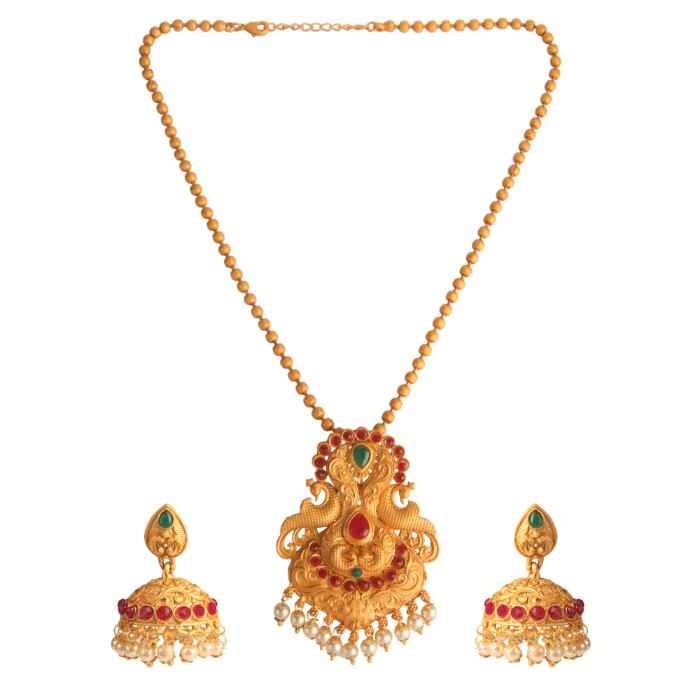 Buy Kord Store Party Wear Gold & Multicolor Stone Traditional Jewellery Necklace Set With Earrings For Women Girls KSNKE60004 - Purplle