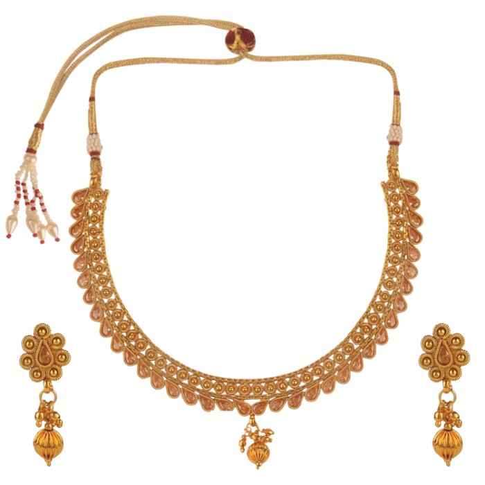 Buy Kord Store Party Wear Golden Traditional Jewellery Necklace Set With Earrings For Women Girls KSNKE60053 - Purplle