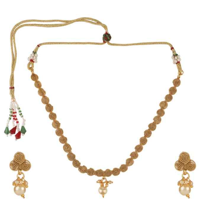 Buy Kord Store Party Wear Gold And White Traditional Jewellery Necklace Set With Earrings For Women Girls KSNKE60062 - Purplle