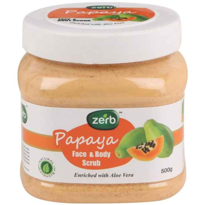 Buy Zerb Gentle Exfoliating Papaya Face and Body Scrub|Dead Skin Remover and Revitalise Healthy Skin Glow Set of 2 x 500 g - Purplle