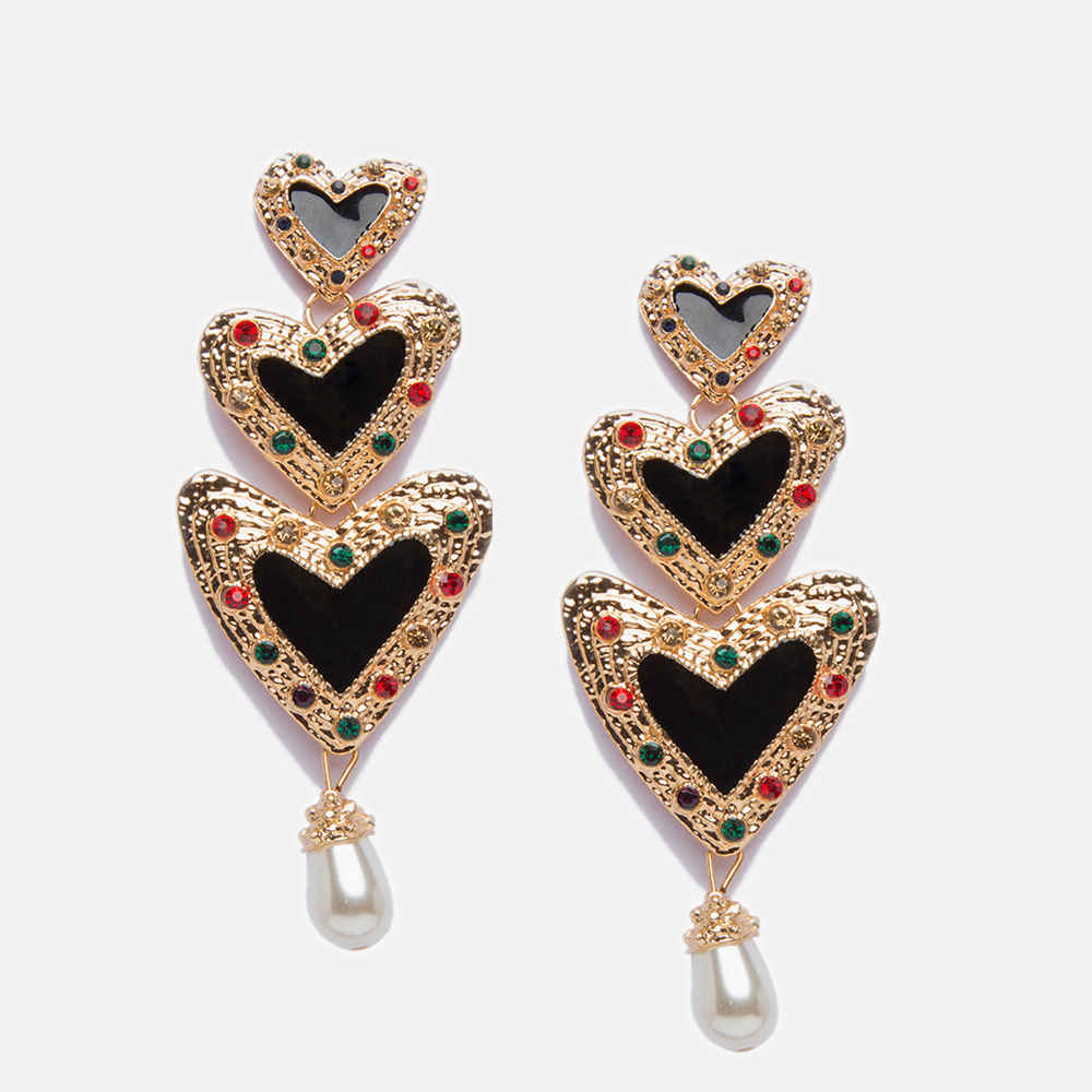 Buy Ferosh Chiara Heart-Trio Drop Earrings - Purplle