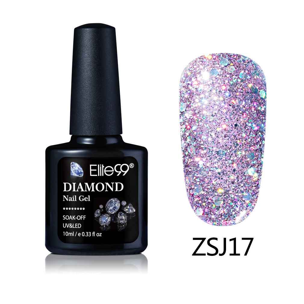 Buy Elite99 Diamond Glitter UV Gel Varnish Shiny Sequins Soak Off Gel Nail Polish Vernis Semi Permanent Nail Art Manicure Gel (E99-ZSJ17) (10 ml) - Purplle
