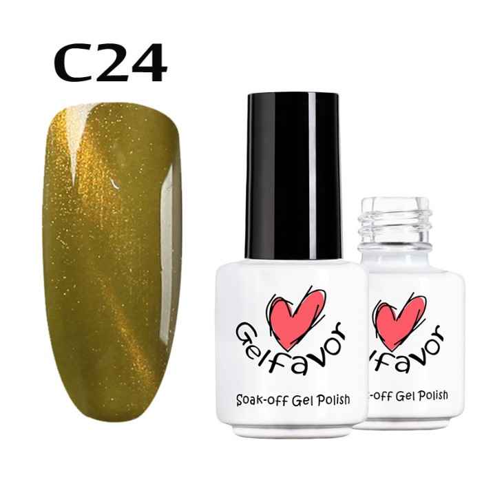 Buy GELFVOR Gel Nail Polish Nail Art Cat Eyes Magnet UV Semi Permanent Gel Polish Base top Coat Extension For Manicure Design (GF-C24) (7 ml) - Purplle