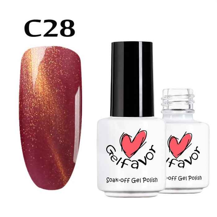 Buy GELFVOR Gel Nail Polish Nail Art Cat Eyes Magnet UV Semi Permanent Gel Polish Base top Coat Extension For Manicure Design (GF-C28) (7 ml) - Purplle