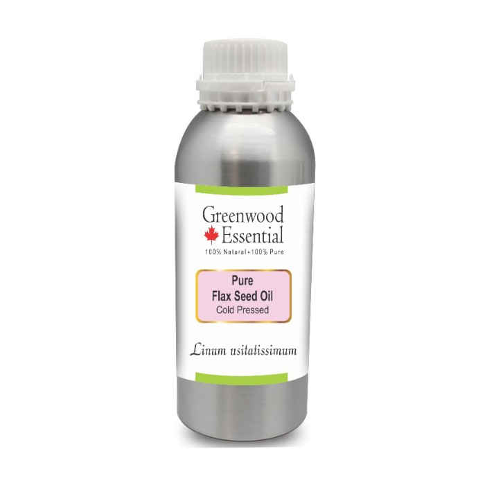 Buy Greenwood Essential Pure Flax Seed Oil (Linum usitatissimum) 100% Natural Therapeutic Grade Cold Pressed (630 ml) - Purplle