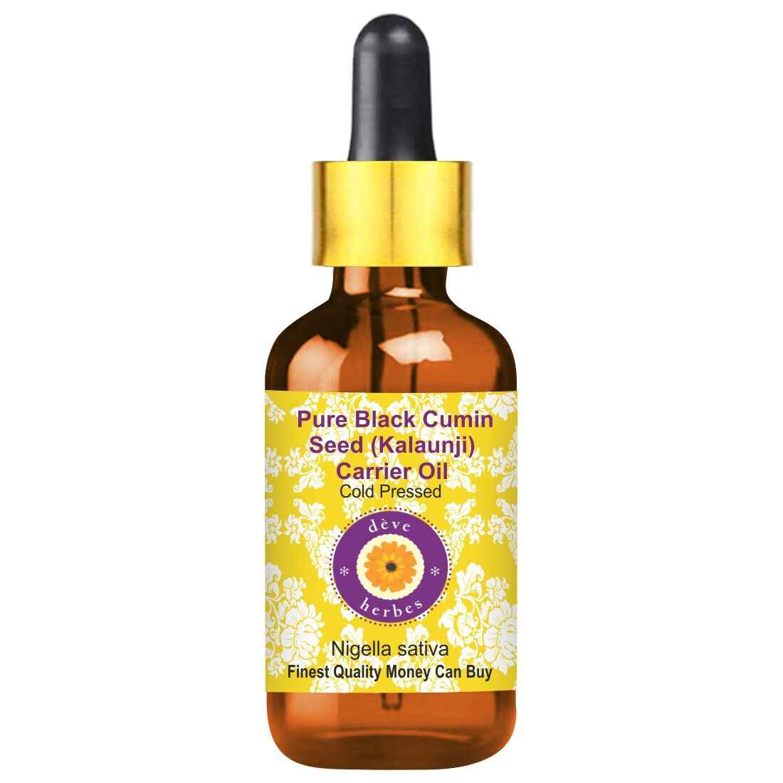 Buy Deve Herbes Pure Black Cumin Seed (Kalaunji) Carrier Oil (Nigella sativa) with Glass Dropper 100% Natural Therapeutic Grade Cold Pressed (100 ml) - Purplle