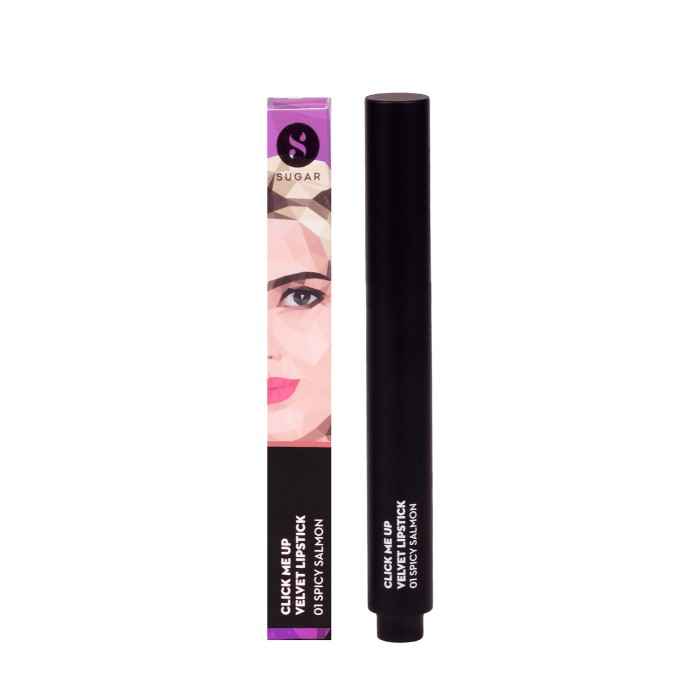 Buy SUGAR Cosmetics Click Me Up Velvet Lipstick - 01 Spicy Salmon (Peach Rose) - Purplle