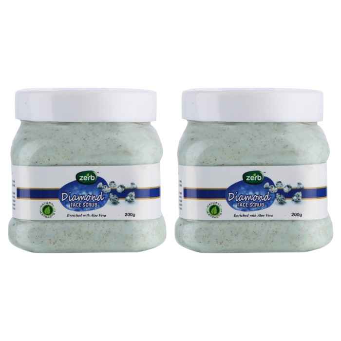 Buy Zerb Gentle Exfoliating Diamond Face Scrub|Dead Skin Remover and Revitalise Healthy Skin Glow Set of 2 x (200 g) - Purplle