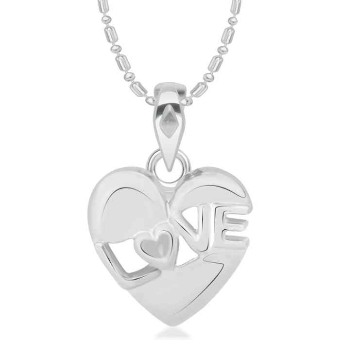 Buy Srikara Alloy Rhodium Plated CZ/AD Love Heart Fashion Jewelry Pendant with Chain - SKP2144R - Purplle